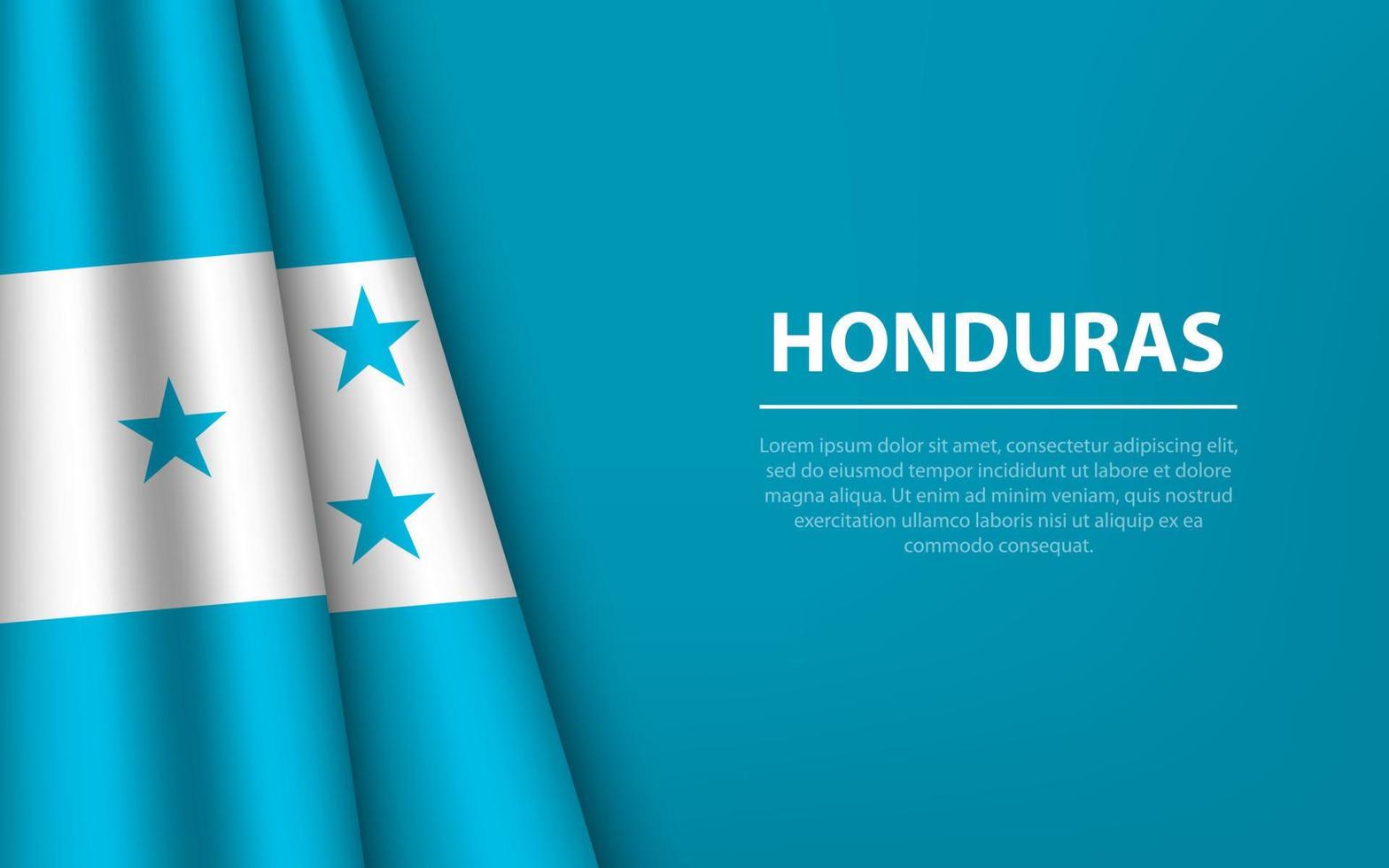 Wave flag of Honduras with copyspace background. vector