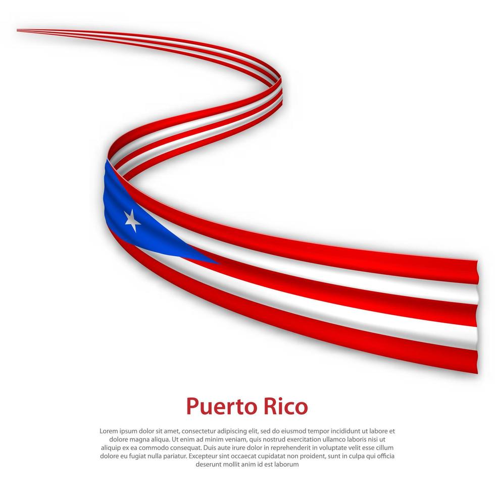 Waving ribbon or banner with flag of Puerto Rico vector