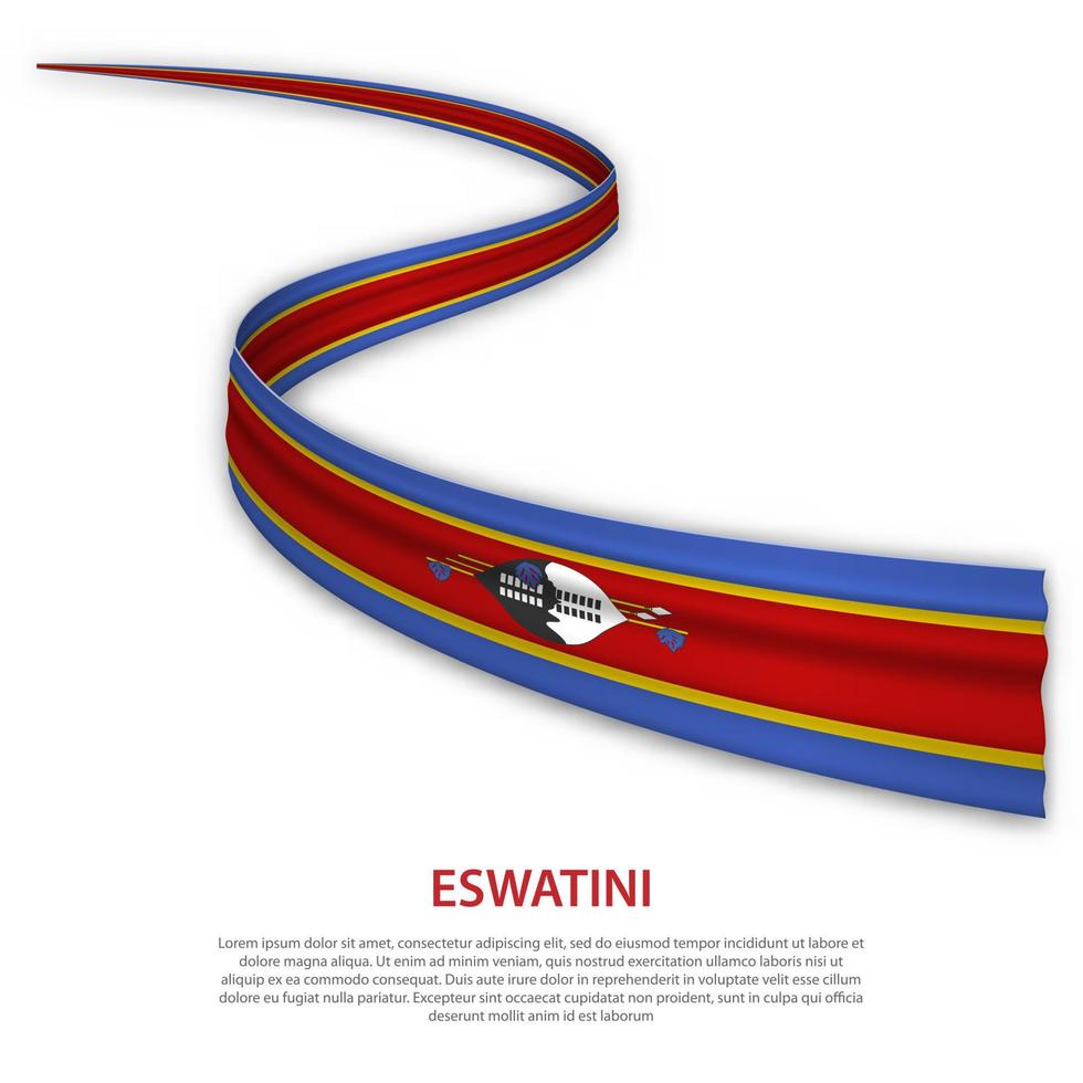 Waving ribbon or banner with flag of Eswatini vector