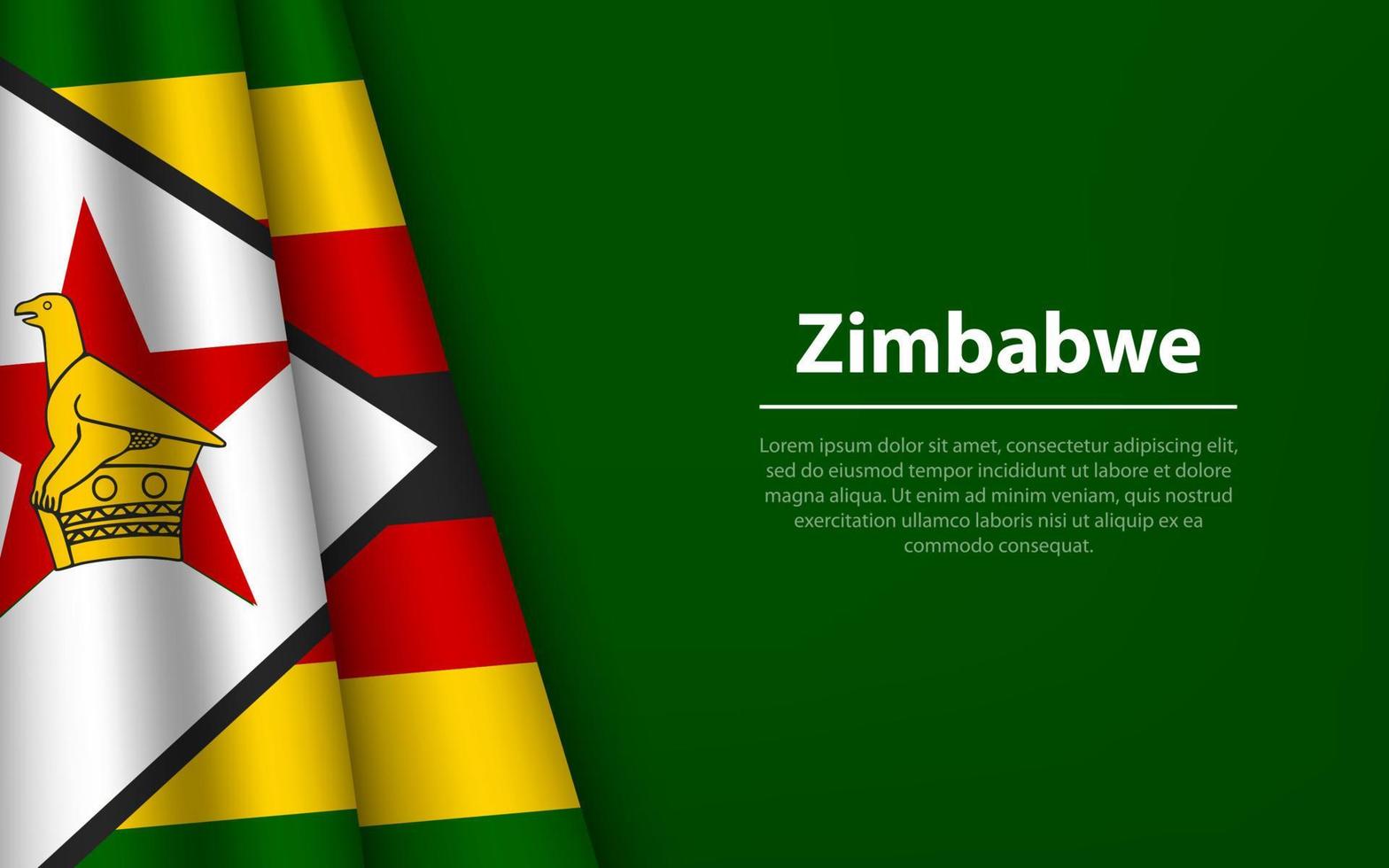 Wave flag of Zimbabwe with copyspace background. vector