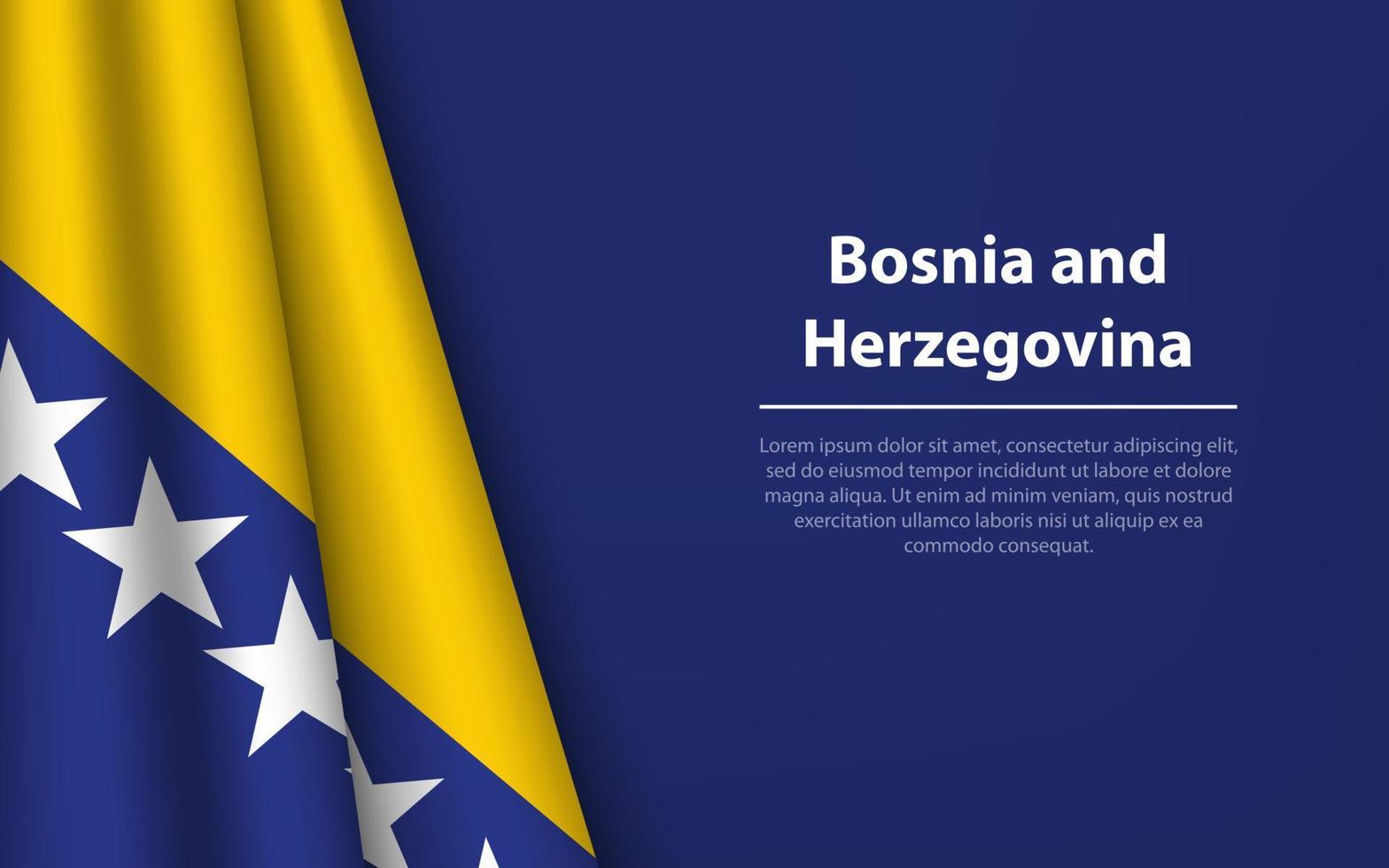 Wave flag of Bosnia and Herzegovina with copyspace background. vector