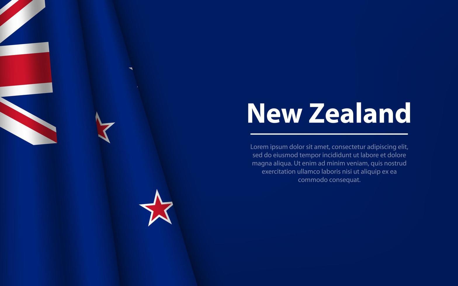 Wave flag of New Zealand with copyspace background. vector