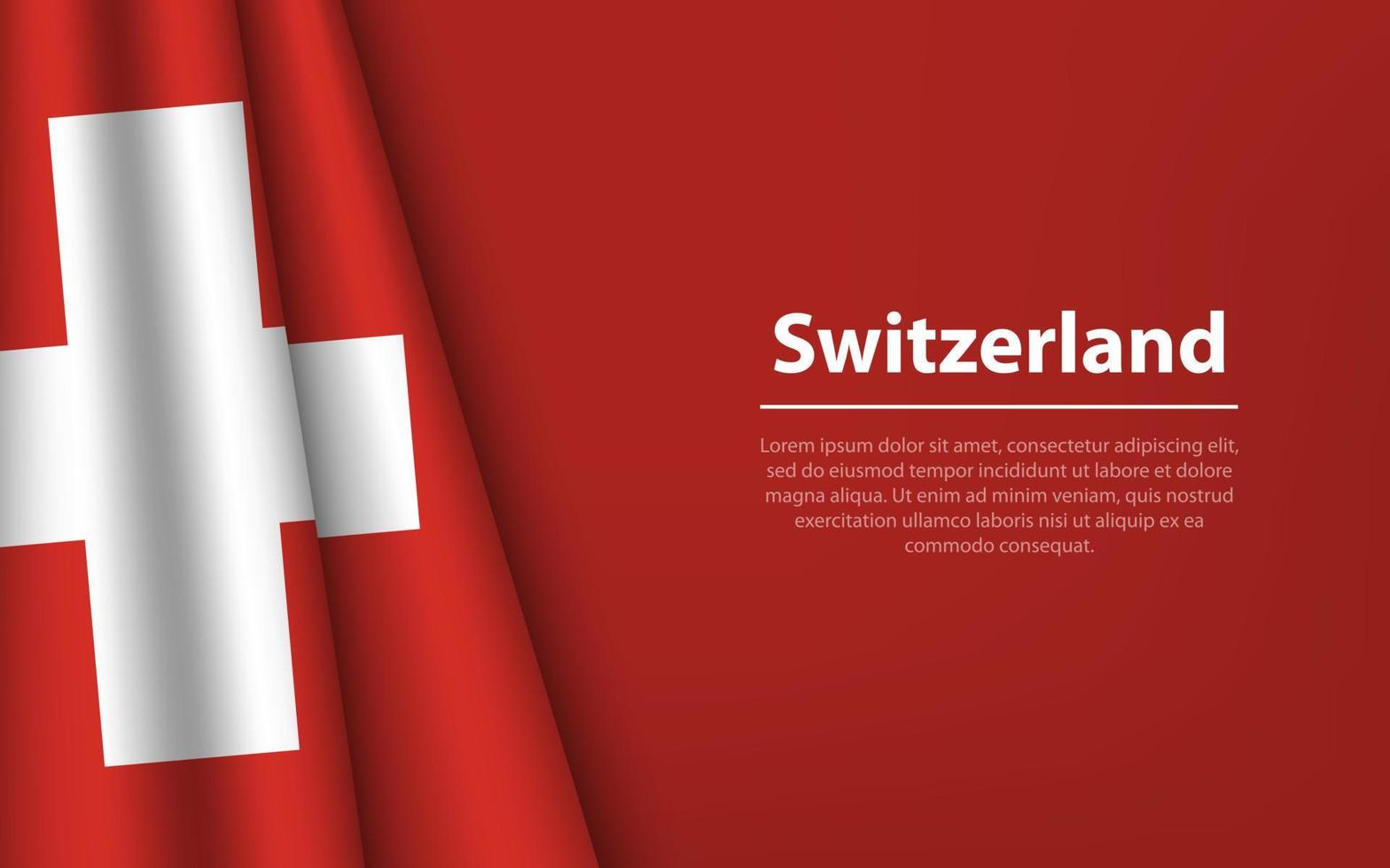 Wave flag of Switzerland with copyspace background. vector