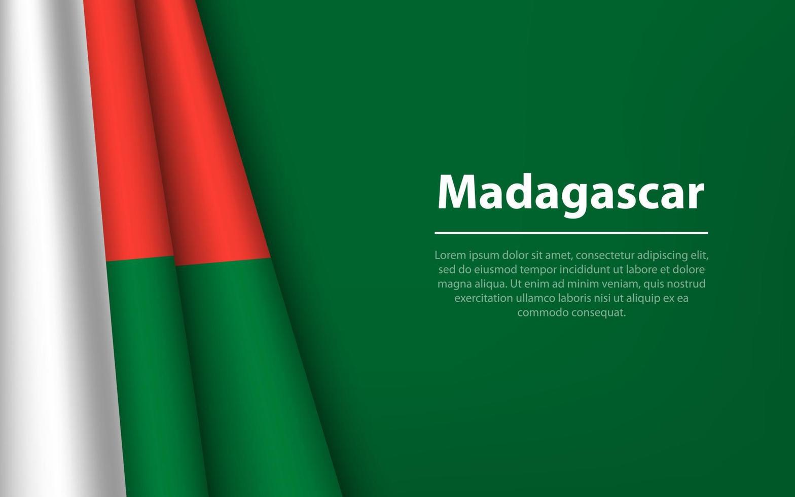 Wave flag of Madagascar with copyspace background. vector
