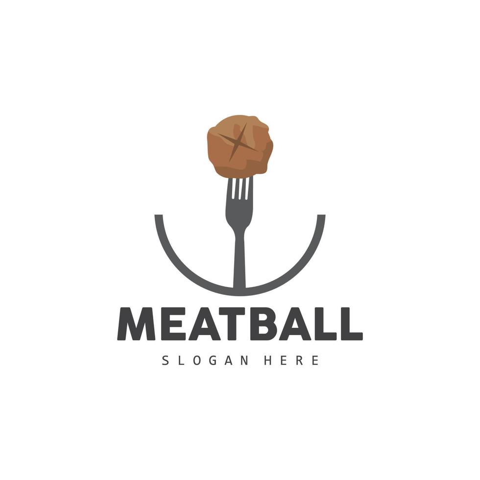 Meatball Logo, Vector For Food Stall Brand, Fast Food Simple Design Icon, Template Illustration