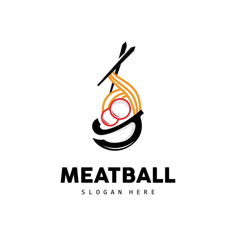 Meatball Logo, Vector For Food Stall Brand, Fast Food Simple Design Icon, Template Illustration