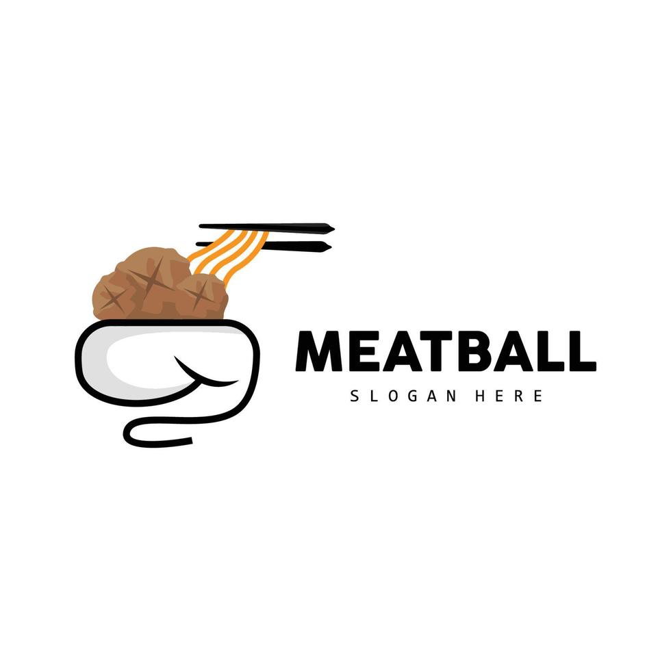 Meatball Logo, Vector For Food Stall Brand, Fast Food Simple Design Icon, Template Illustration