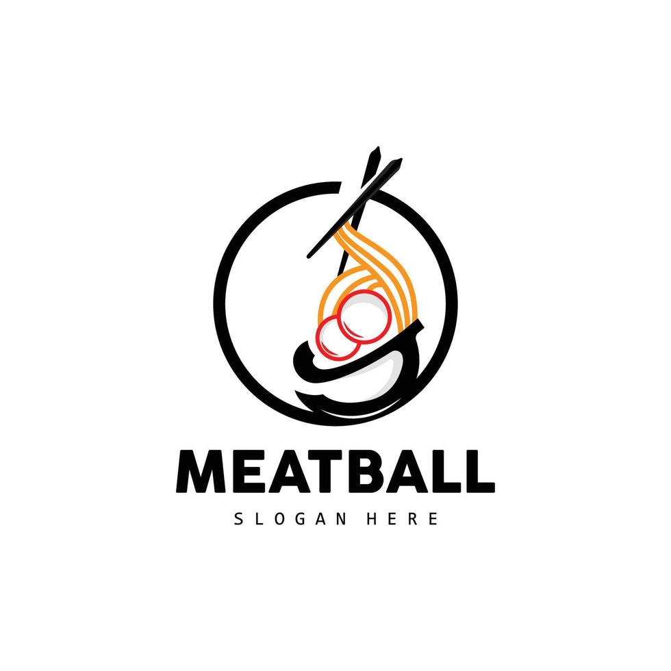 Meatball Logo, Vector For Food Stall Brand, Fast Food Simple Design Icon, Template Illustration