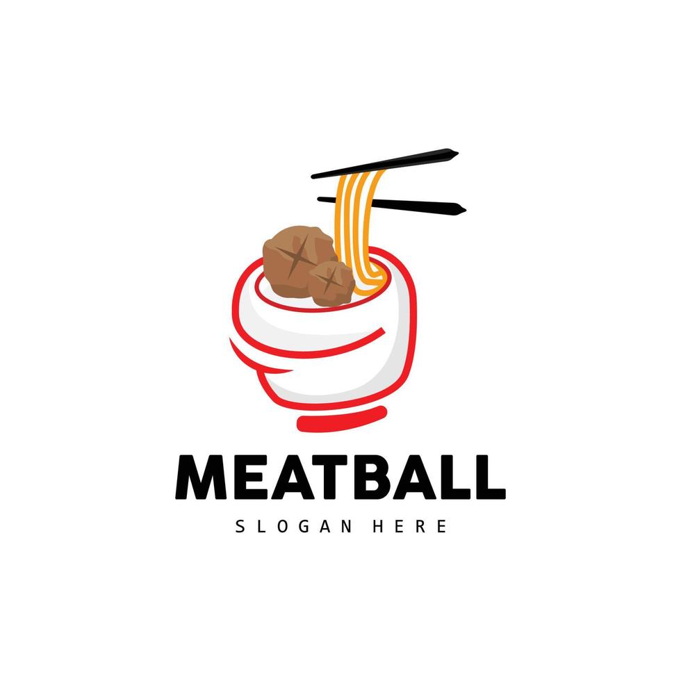 Meatball Logo, Vector For Food Stall Brand, Fast Food Simple Design Icon, Template Illustration