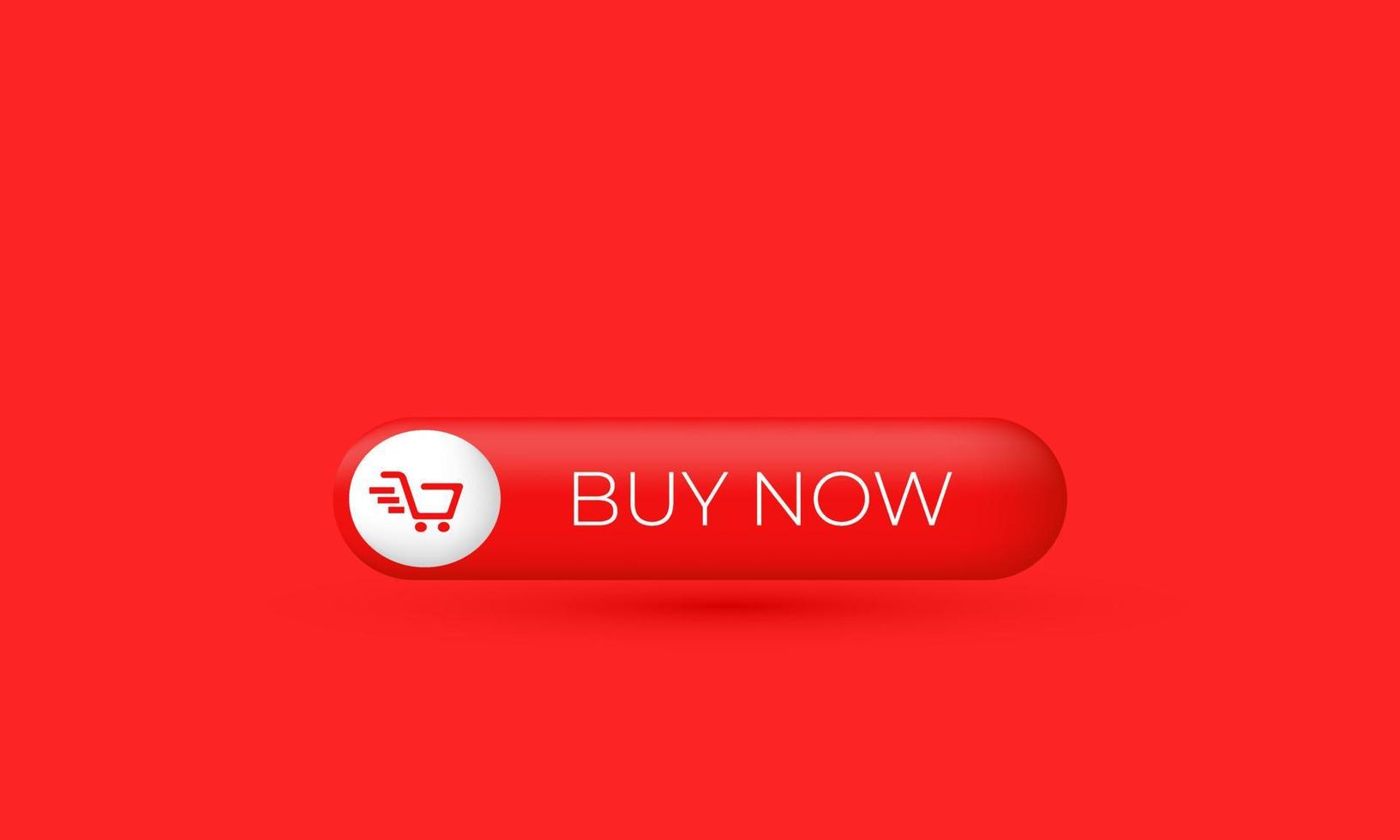 3d realistic cartoon vector red button buy now icon trendy modern style object symbols isolated on background