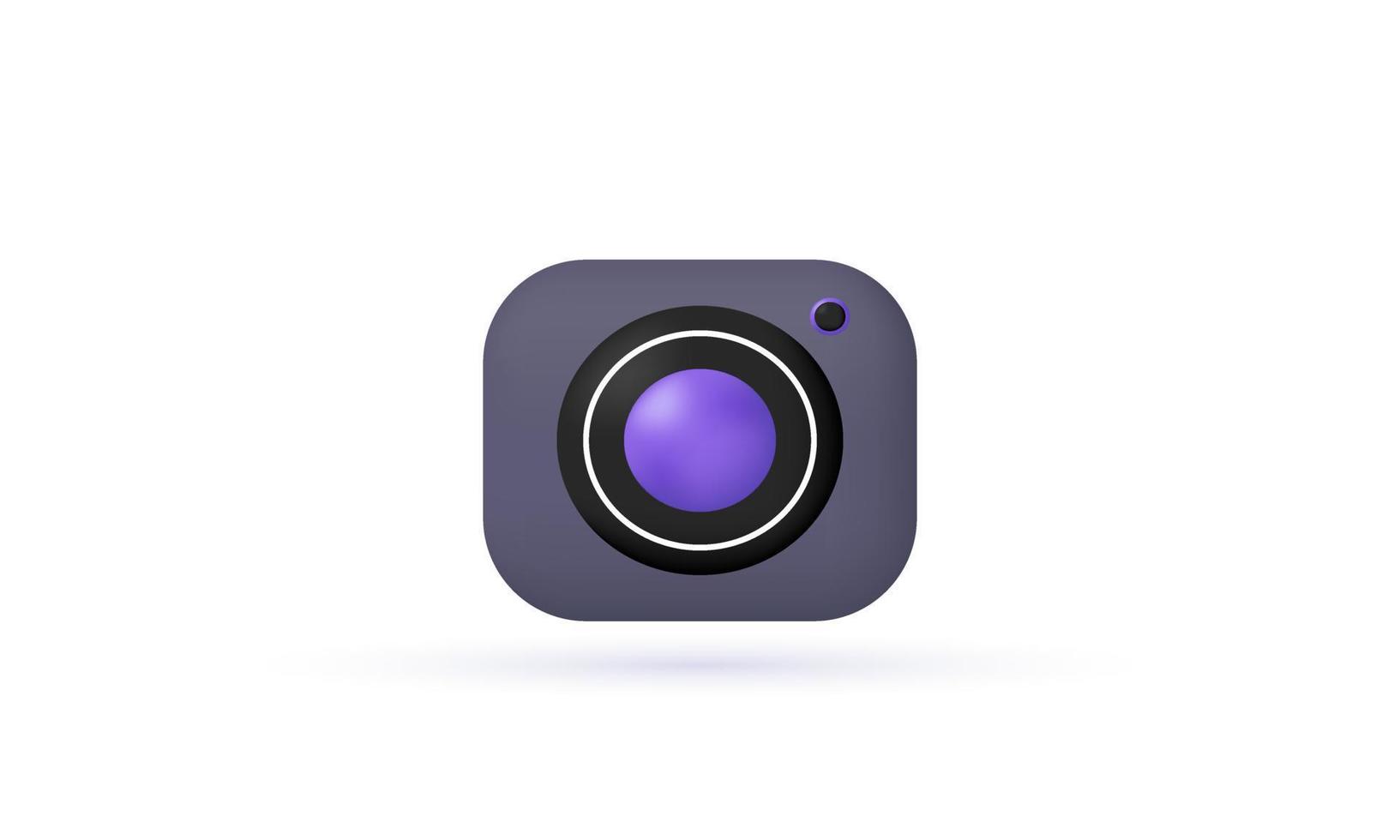 3d realistic cartoon vector photocamera icon trendy modern style object symbols isolated on background