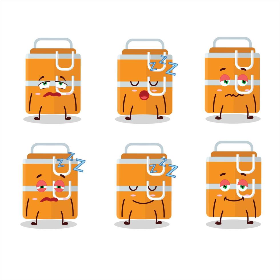 Cartoon character of orange lunch box with sleepy expression vector
