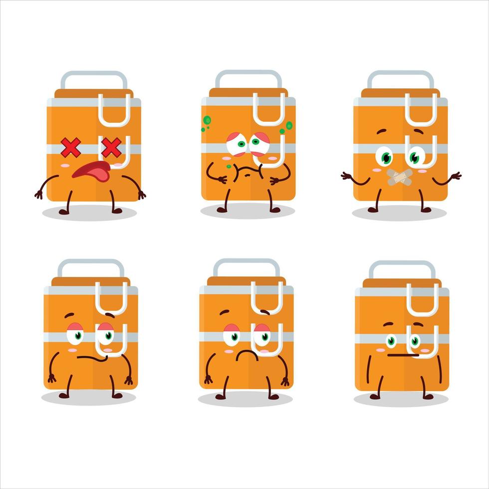 Orange lunch box cartoon character with nope expression vector