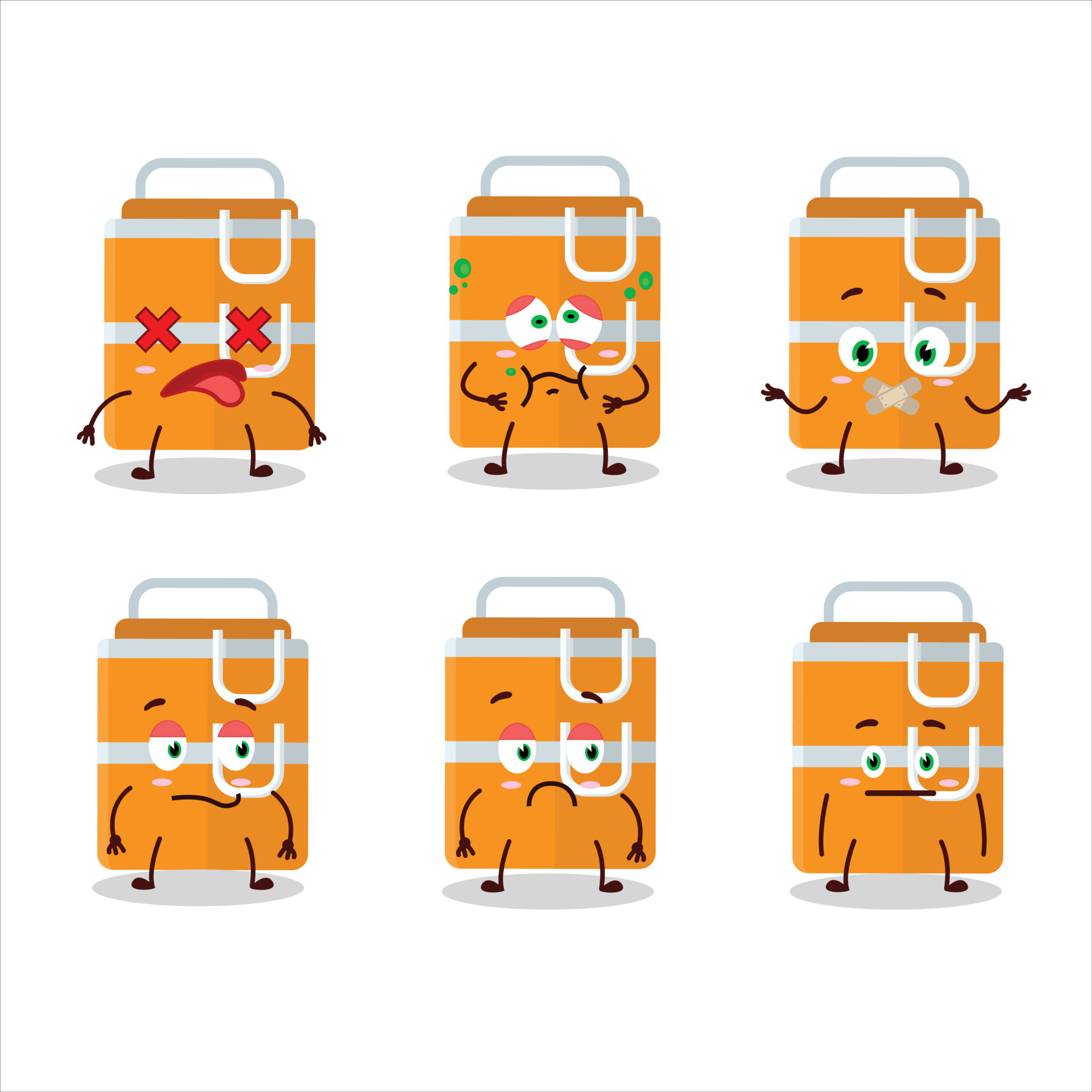 Orange lunch box cartoon character with nope expression 22783887 Vector