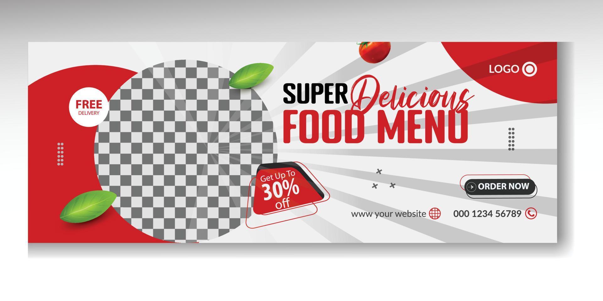 Black Friday food menu and restaurant food promotion social media cover or web banner, Food menu and restaurant flat design social media banner cover template for web banner vector