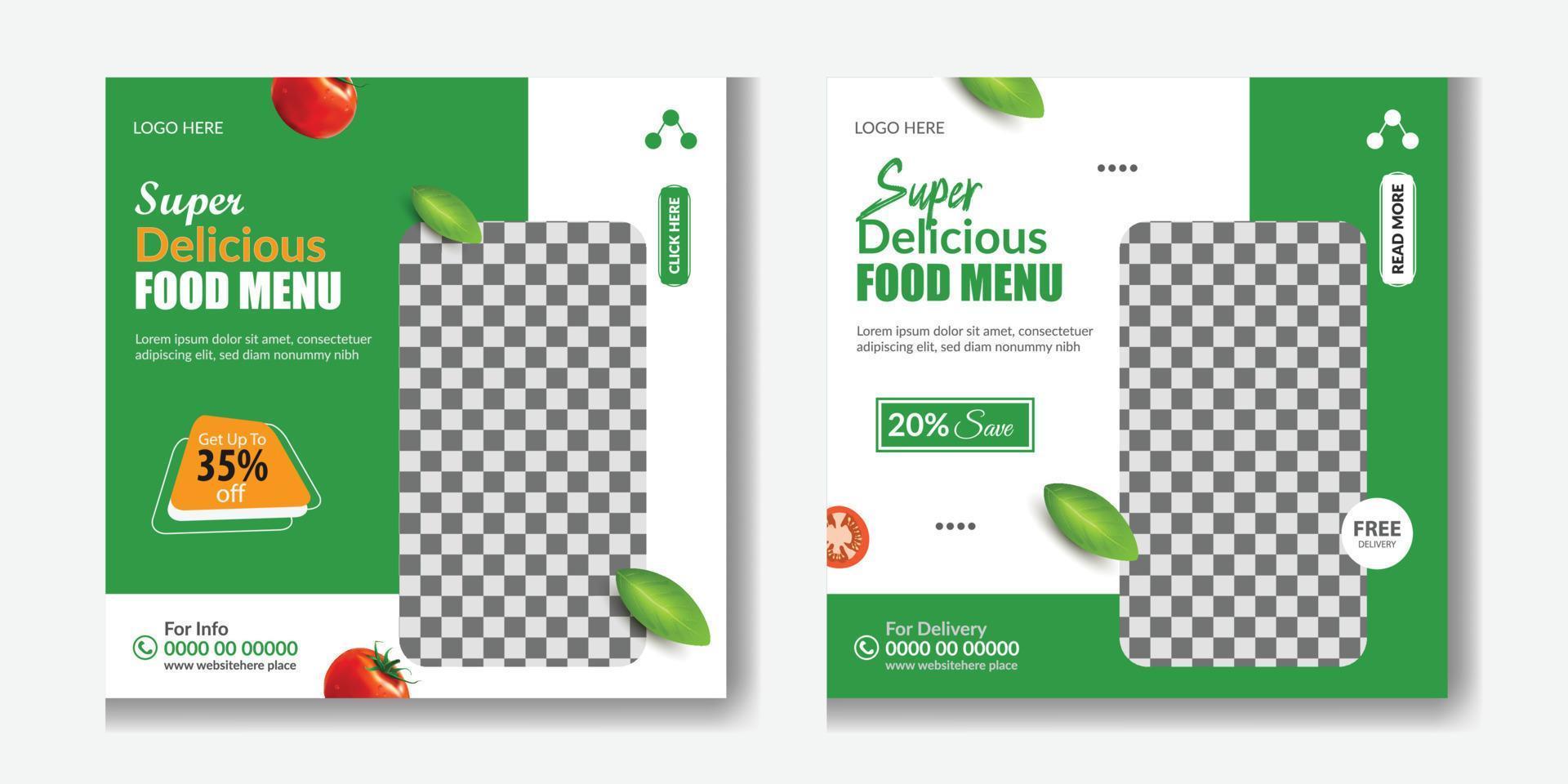 culinary food social media post template promotion for menu banner, Fast Food - Social Media Post Template Free Vector, special food menu social media post or square flyer template vector