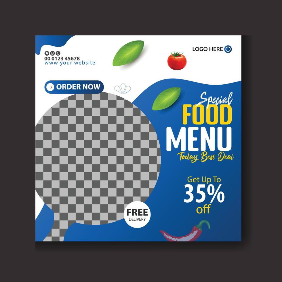 Food menu social media post, social media food menu banner for restaurant vector