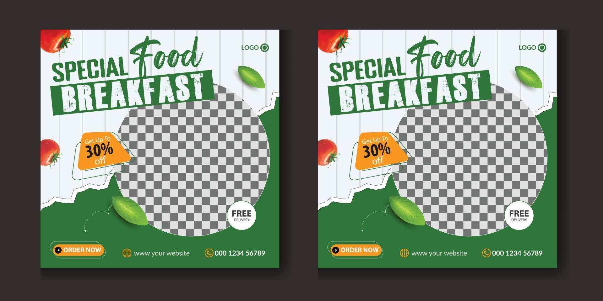 Delicious burger and first food menu social media post design, social media food menu post template simple design Free Vector, special food menu social media post or square flyer template vector