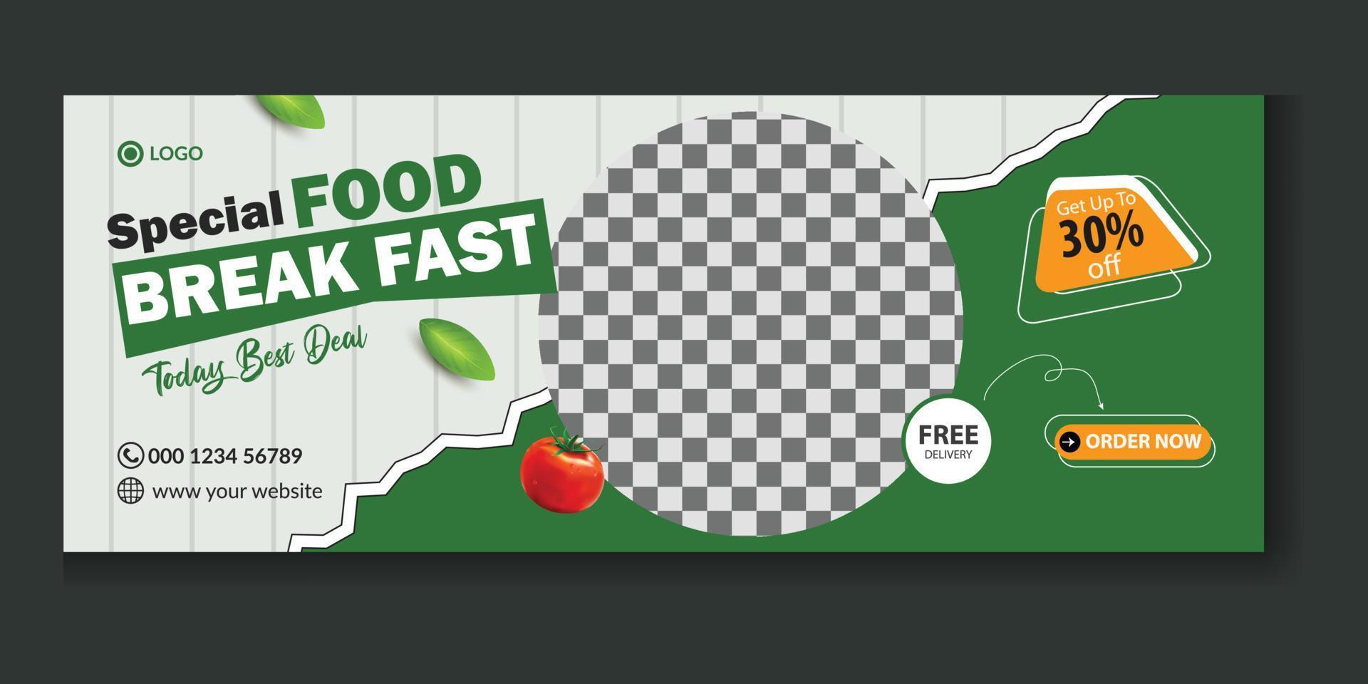 Black Friday food menu break-fast and restaurant food promotion social media cover or web banner, Food menu and restaurant flat design social media banner cover template for web banner vector