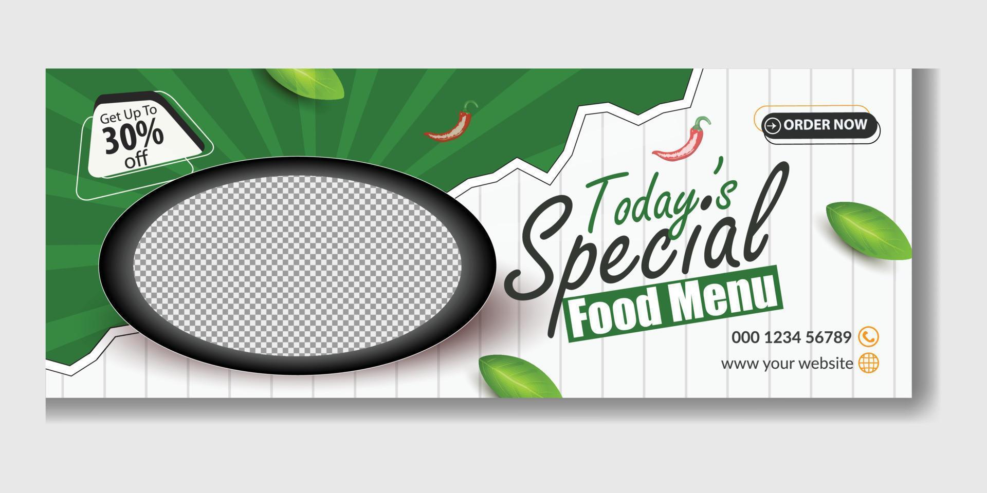 Food menu restaurant social media post timeline cover or web banner template Free Vector