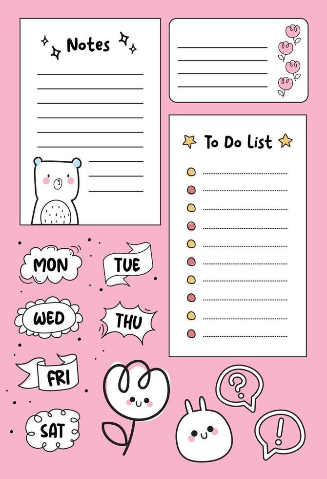 cute journal notes vector