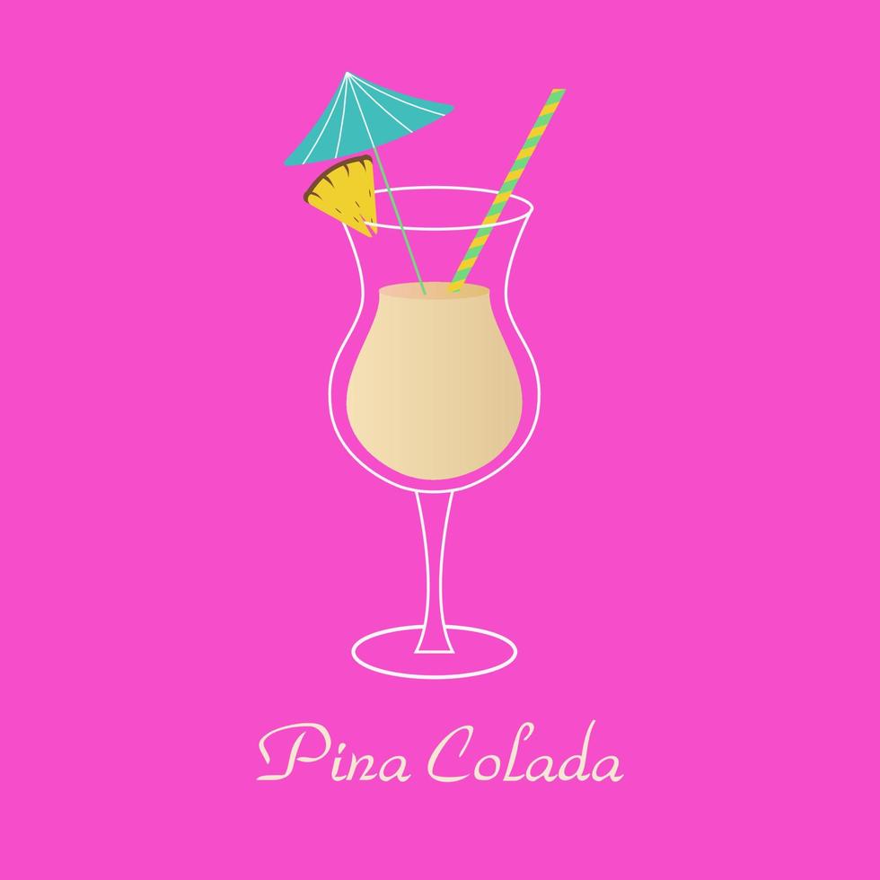 Pina Colada Cocktail. Summer drinks. vector