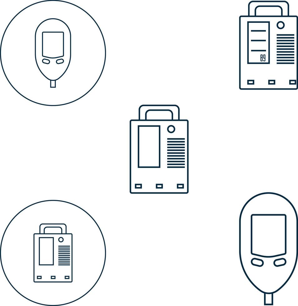 blood glucose meter testing  icon,Infusion pump icon, ECG Icon,electronics Glucose Meter icon set .strip for diabetes . Electrocardiography Monitoring Icon, ECG monitor, angle, vector