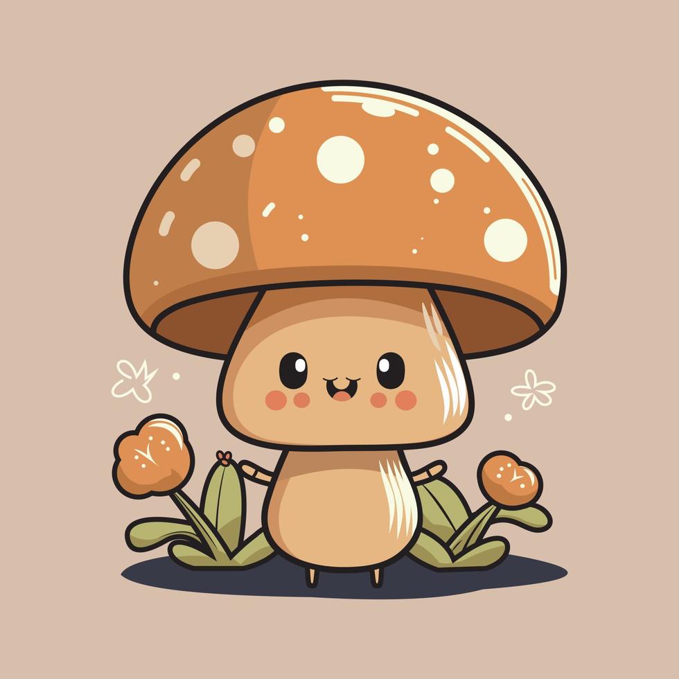 Cute kawaii mushroom chibi mascot vector cartoon style 23506852