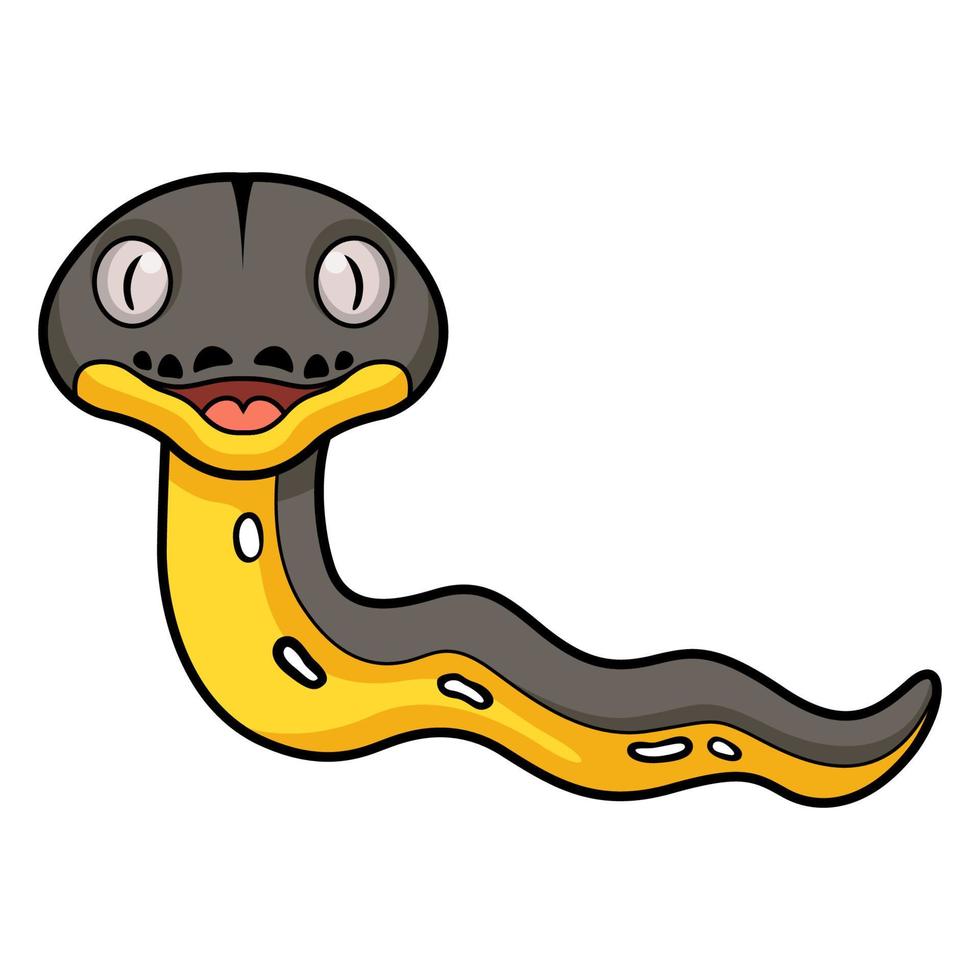 Cute platinum titanium reticulated python cartoon vector