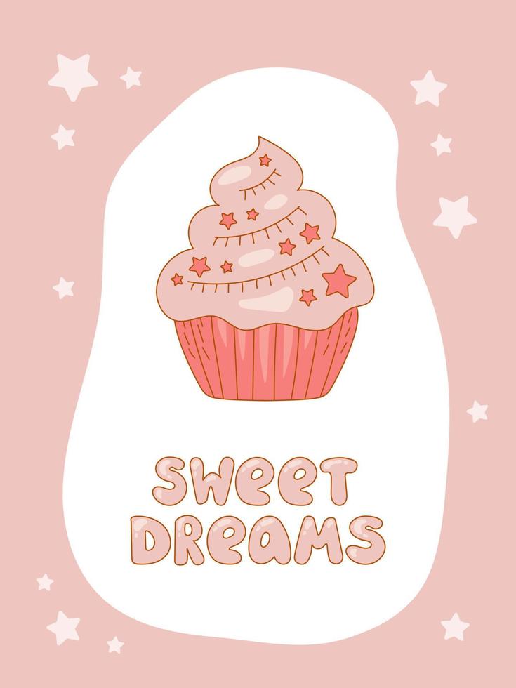 Cute card with cupcake vector