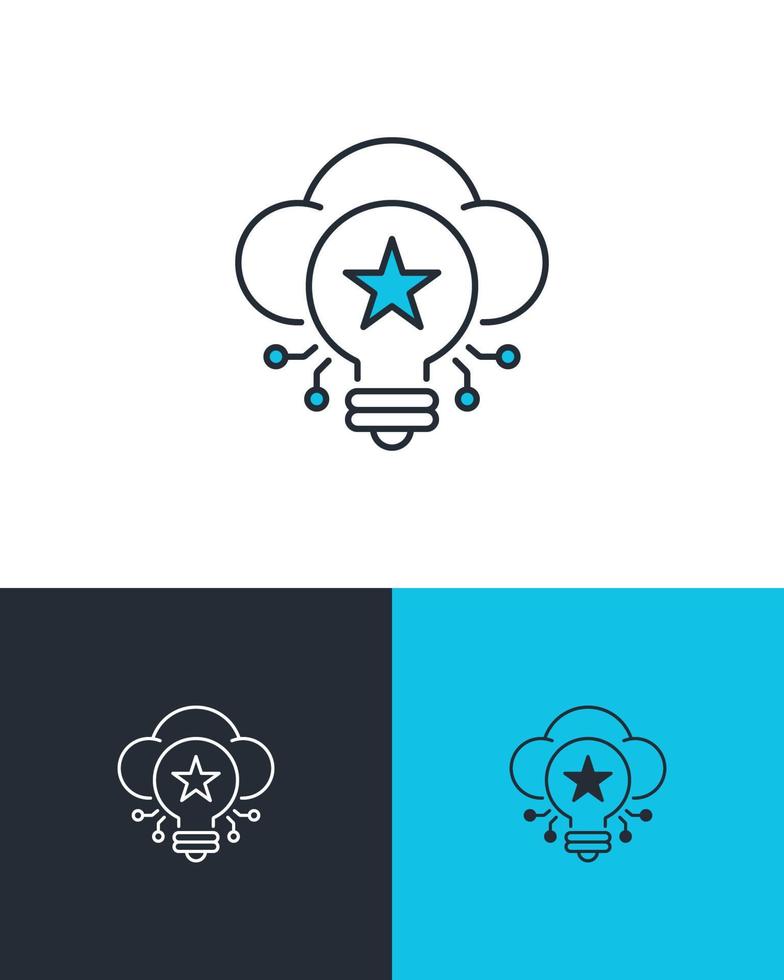 Creativity or Innovation Icon with Bulb and Cloud vector