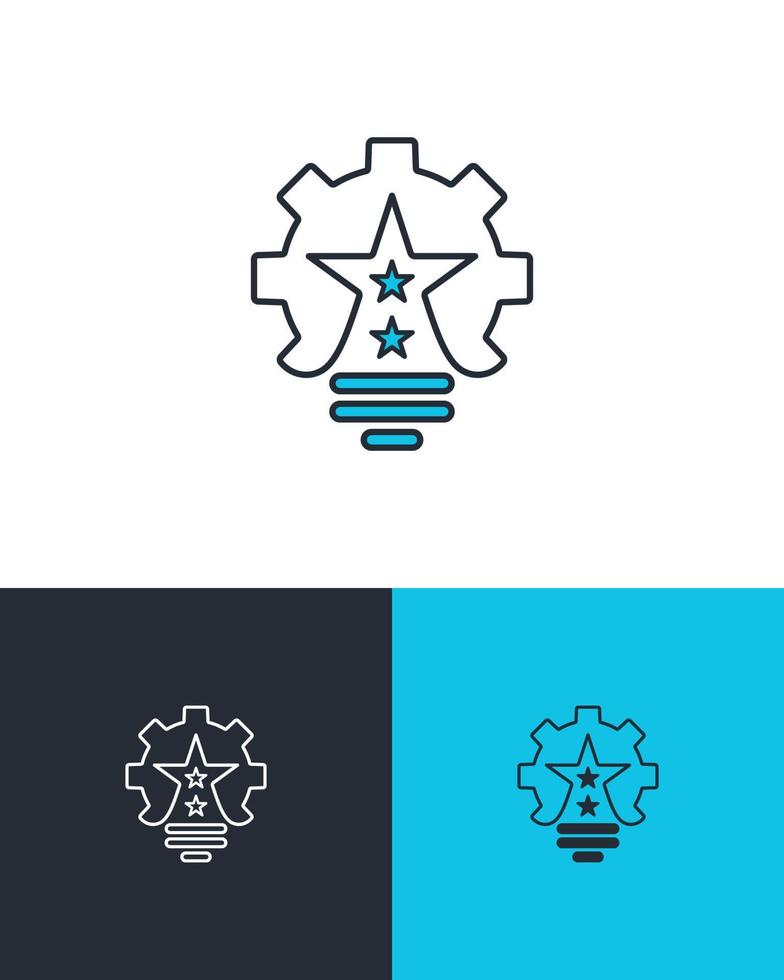 Brand Recognition and Ideas Icon with Bulb and Gear vector