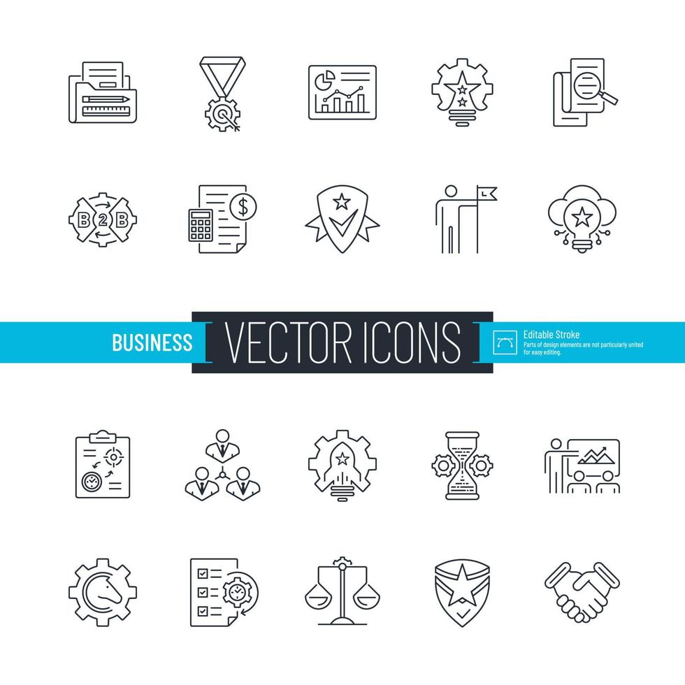 conjunto de iconos de línea de negocios vector