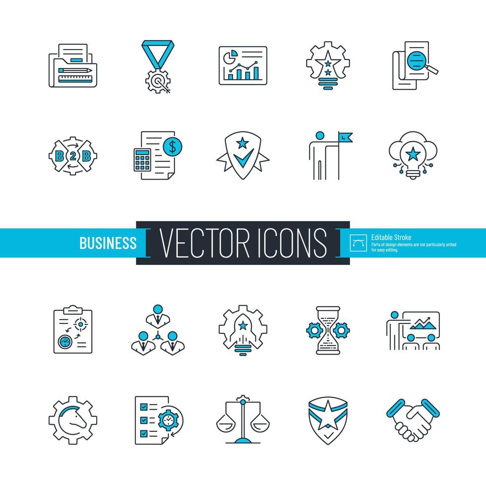 Business Two Colored Icon Set vector