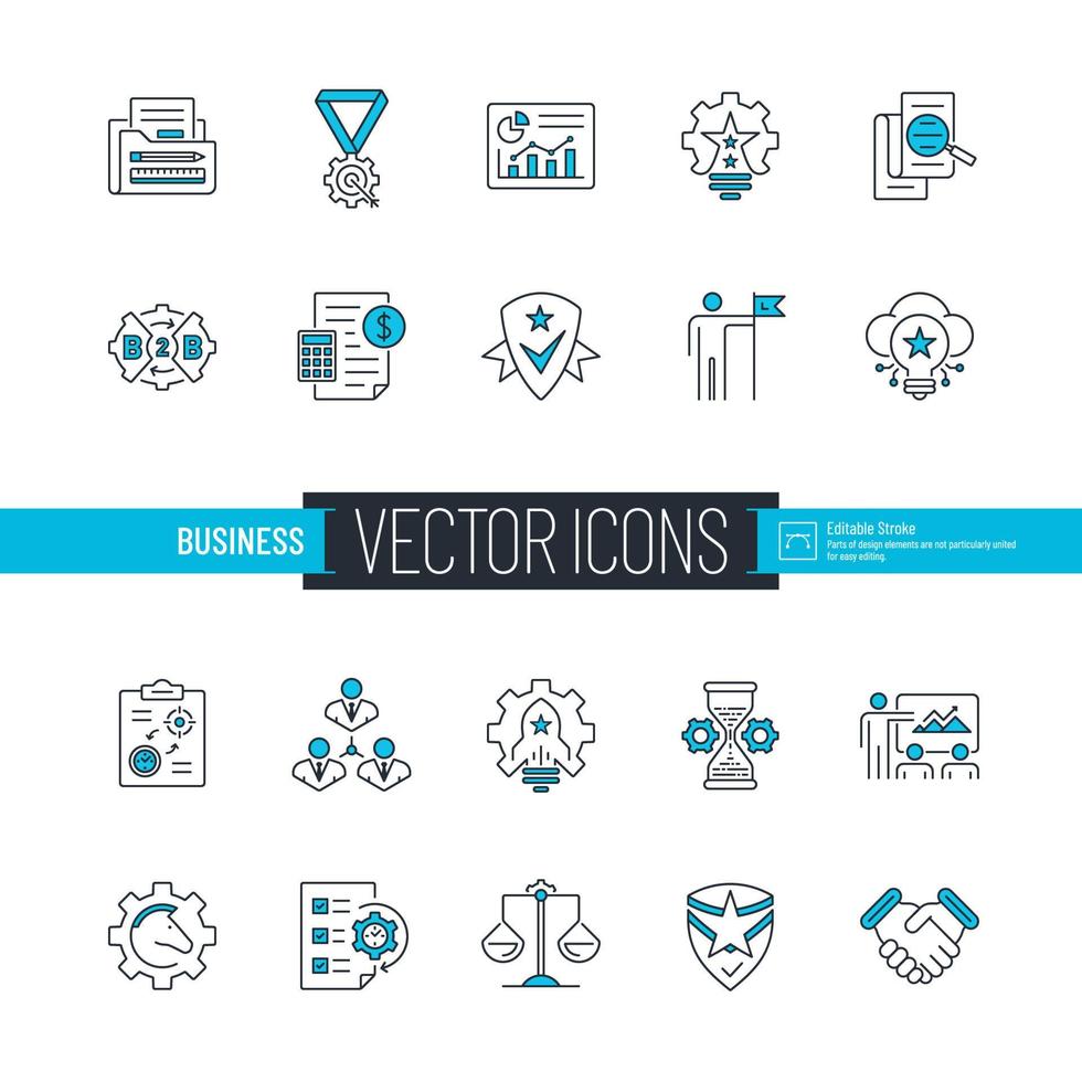 negocio dos de colores icono conjunto vector