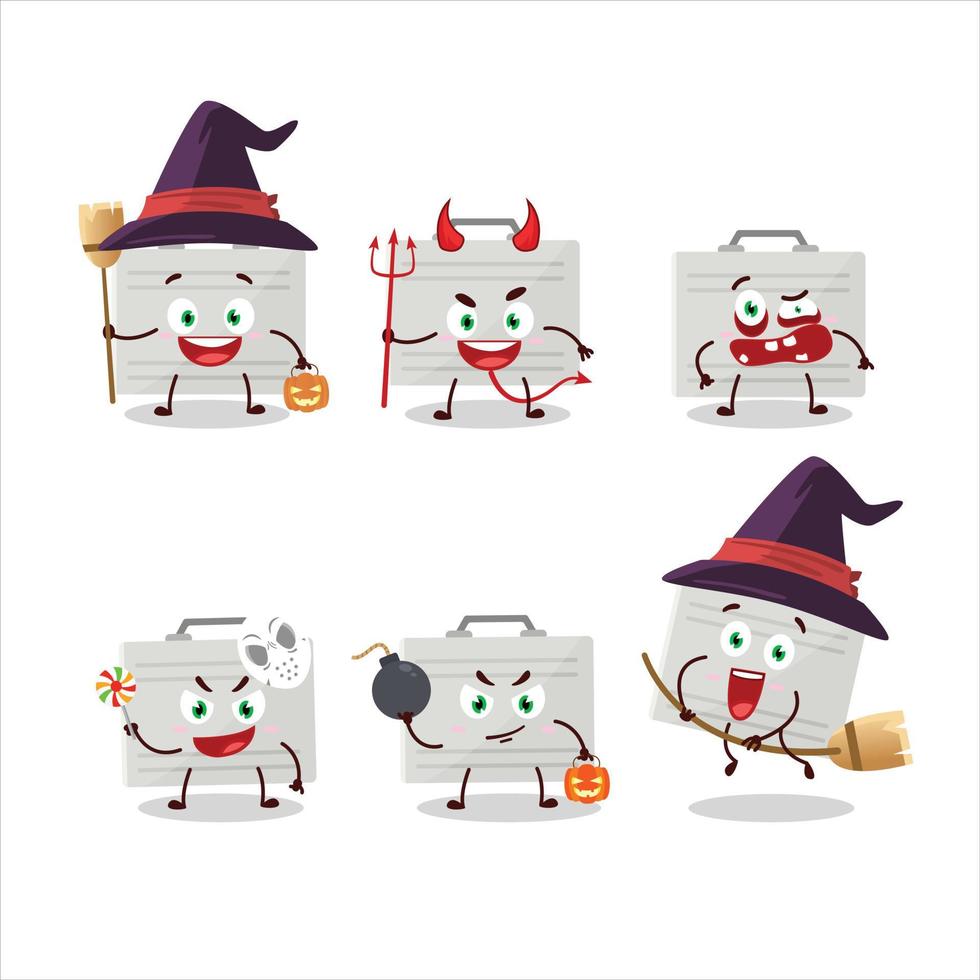 Halloween expression emoticons with cartoon character of silver suitcase vector