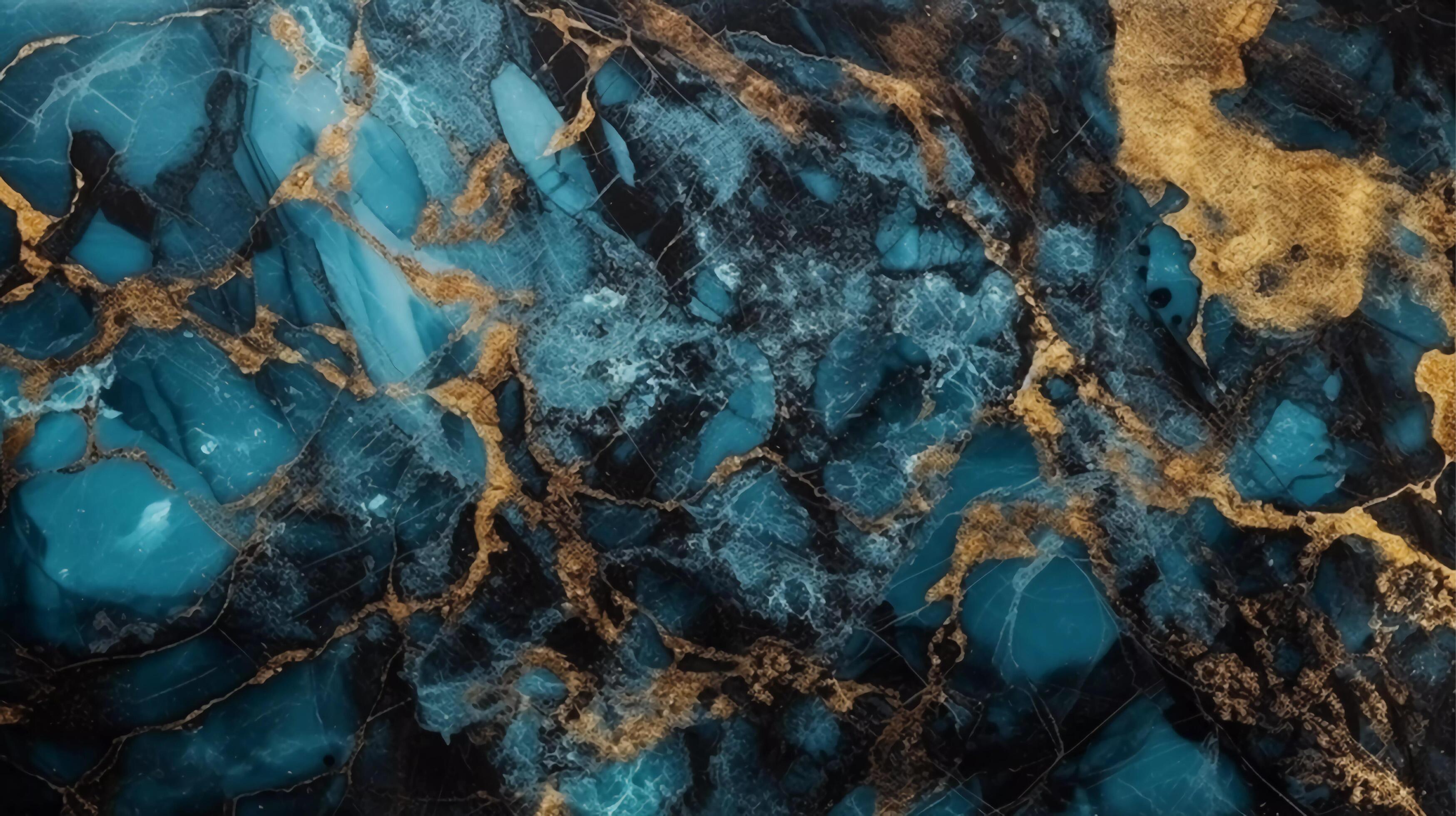 Blue marble stone background with golden veins. Emperador italian