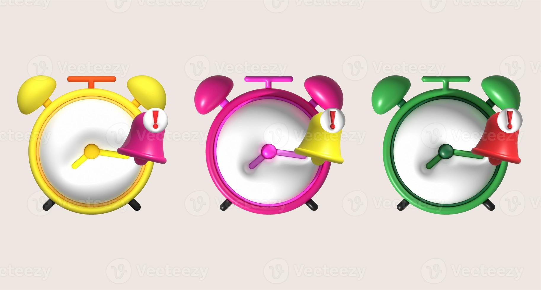 3D illustration Alarm clock at the appointed time photo