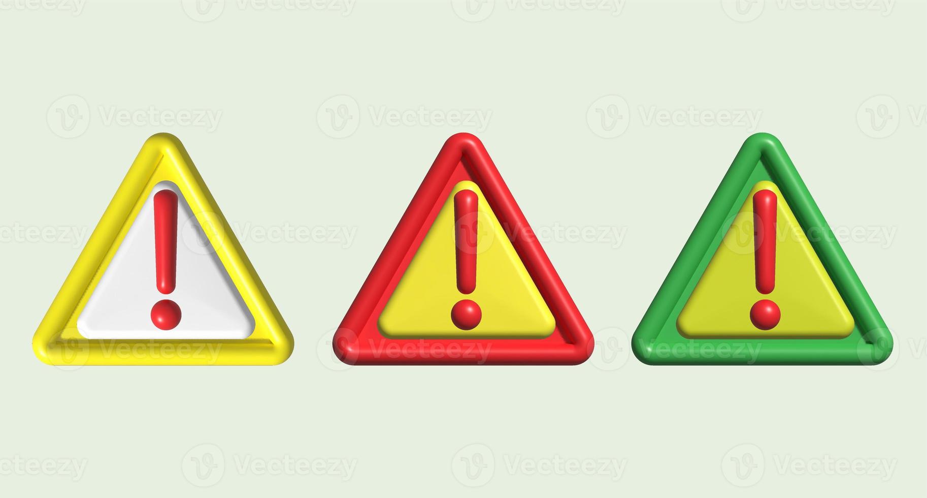 illustration. 3D  Symbols with caution symbols. photo