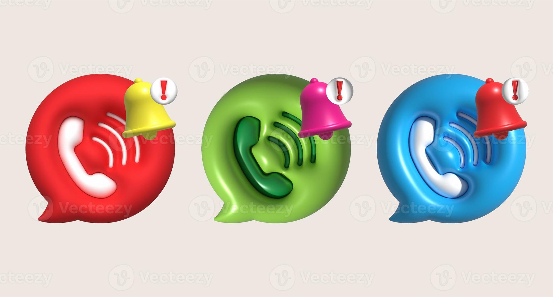illustration 3D , phone symbol with call notification bell photo