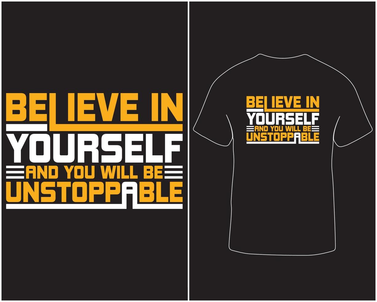 Believe in yourself typography lettering t-shirt design pro download vector