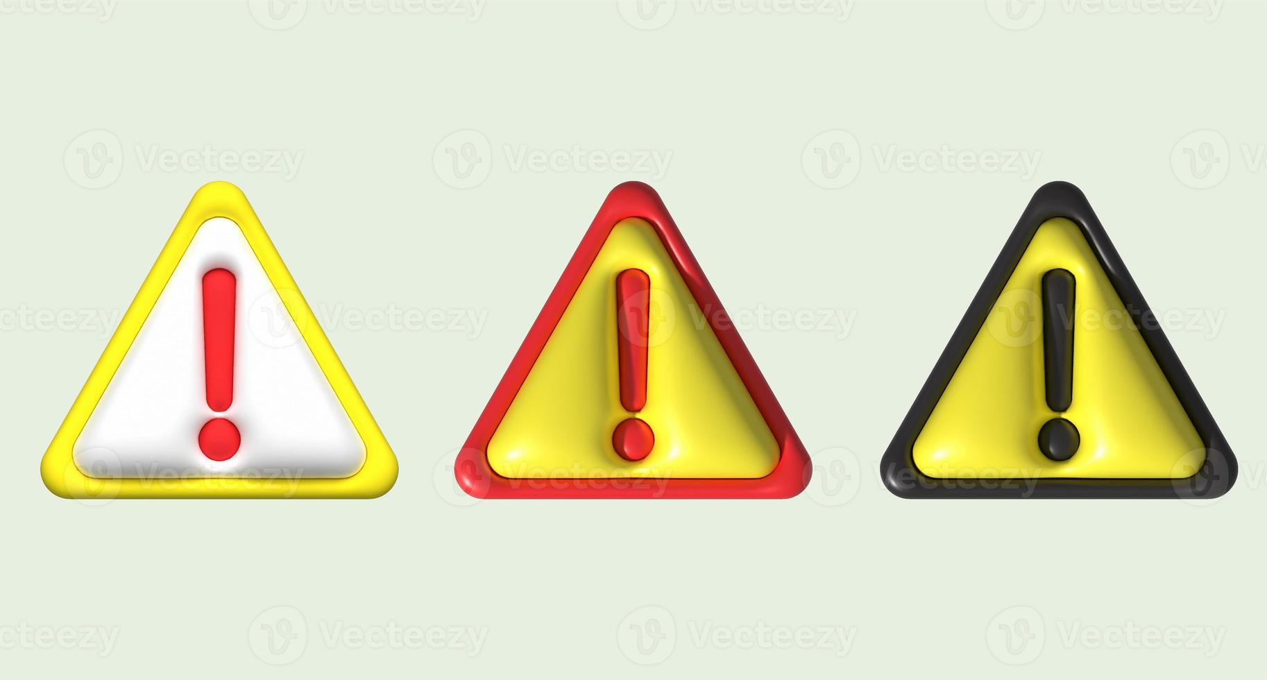 illustration. 3D  Symbols with caution symbols. photo