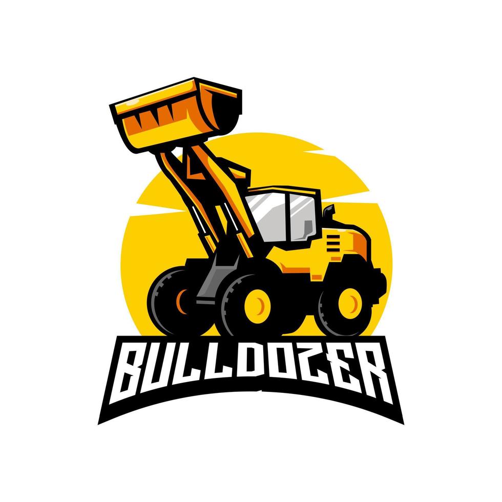 Bulldozer logo design vector for construction company
