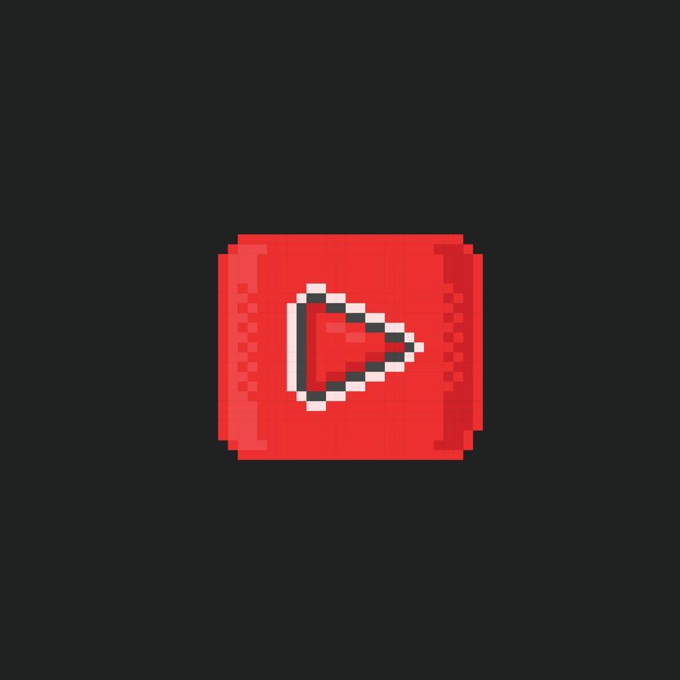 red play icon in pixel art style vector