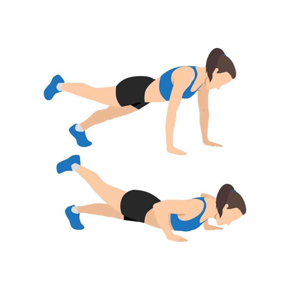 Woman doing raised one legged or leg push up exercise. vector