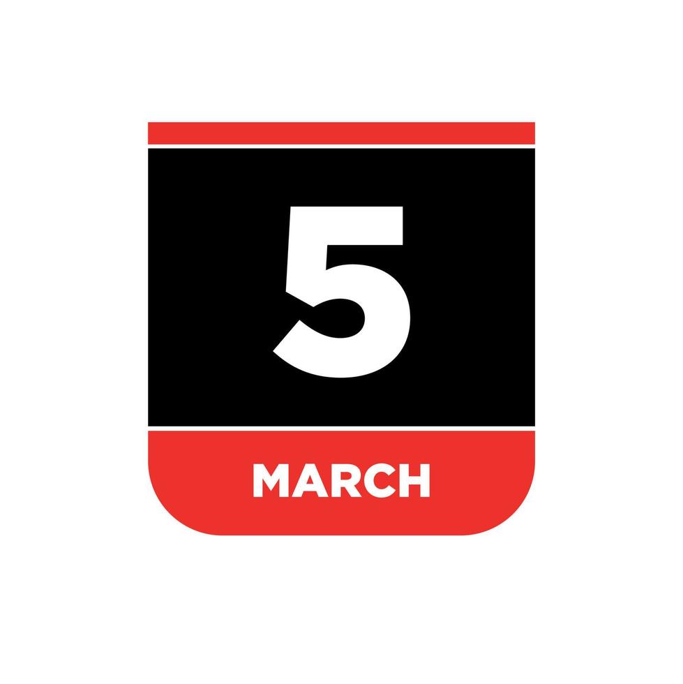 4to marzo calendario vector icono. 4 4 marzo tipografía.