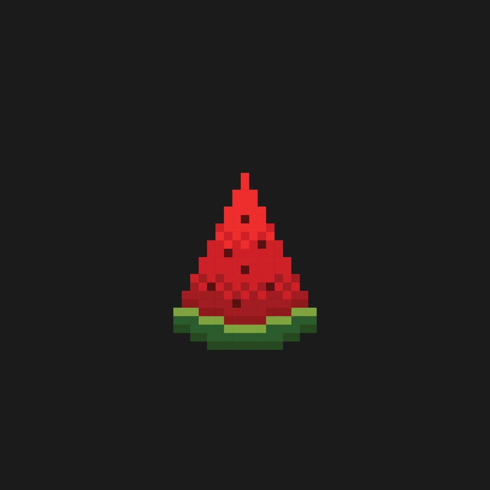 piece of watermelon in pixel art style vector