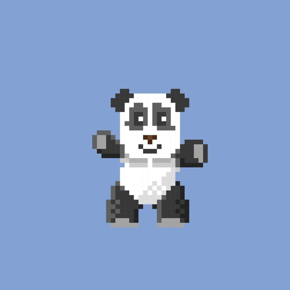 baby panda in pixel art style vector