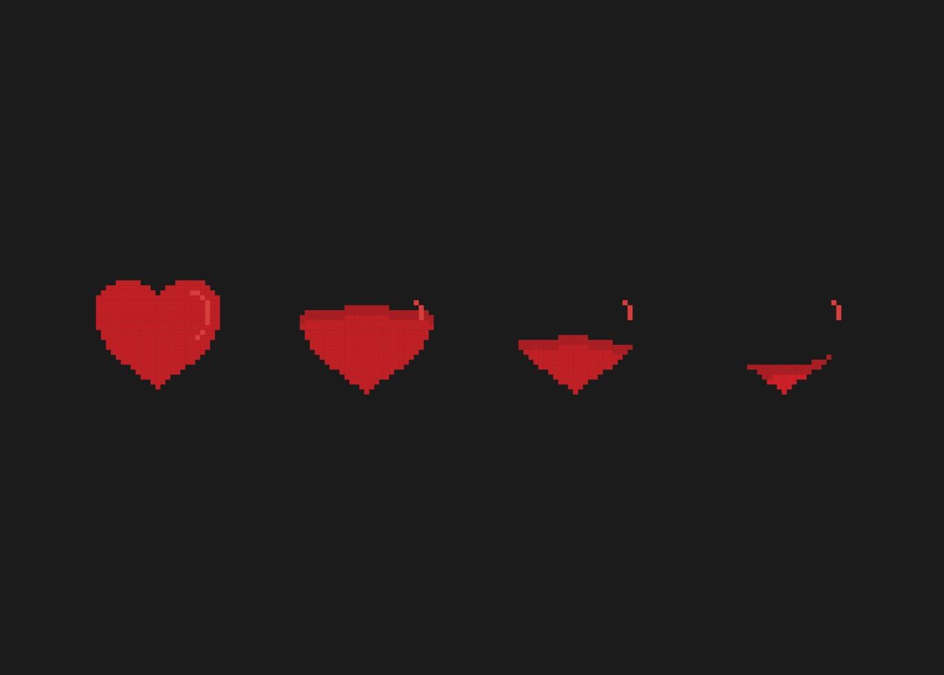 health indicator with love shape in pixel art style vector