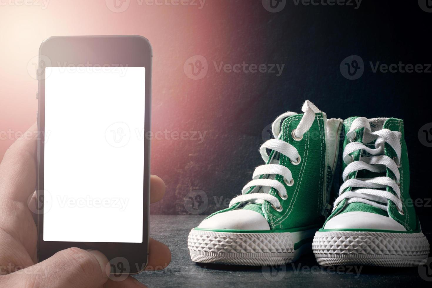 Fashionable baby green sneakers photo